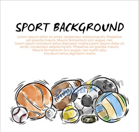 水彩绘球类设计矢量素材